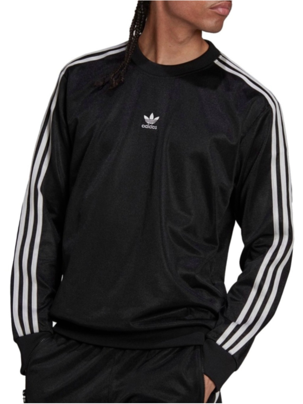Adidas High Shine Black Trefoil Crewneck Sweatshirt Size Small
